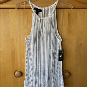 INC International Concepts White Studded Halter Tank